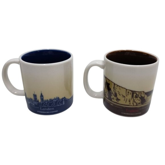 Starbucks London and England Espresso Mug Set of 2 Cream and Brown - Picture 6 of 12